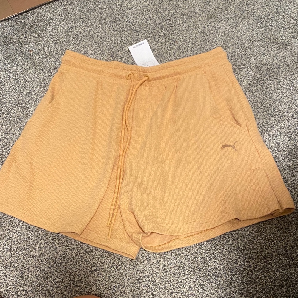 Puma Warm Beige High-Waist Shorts